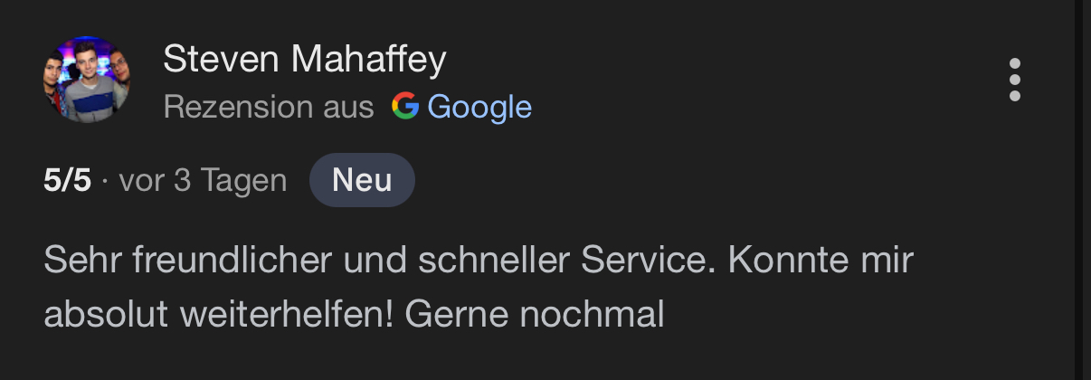 5 Sterne google Bewertung