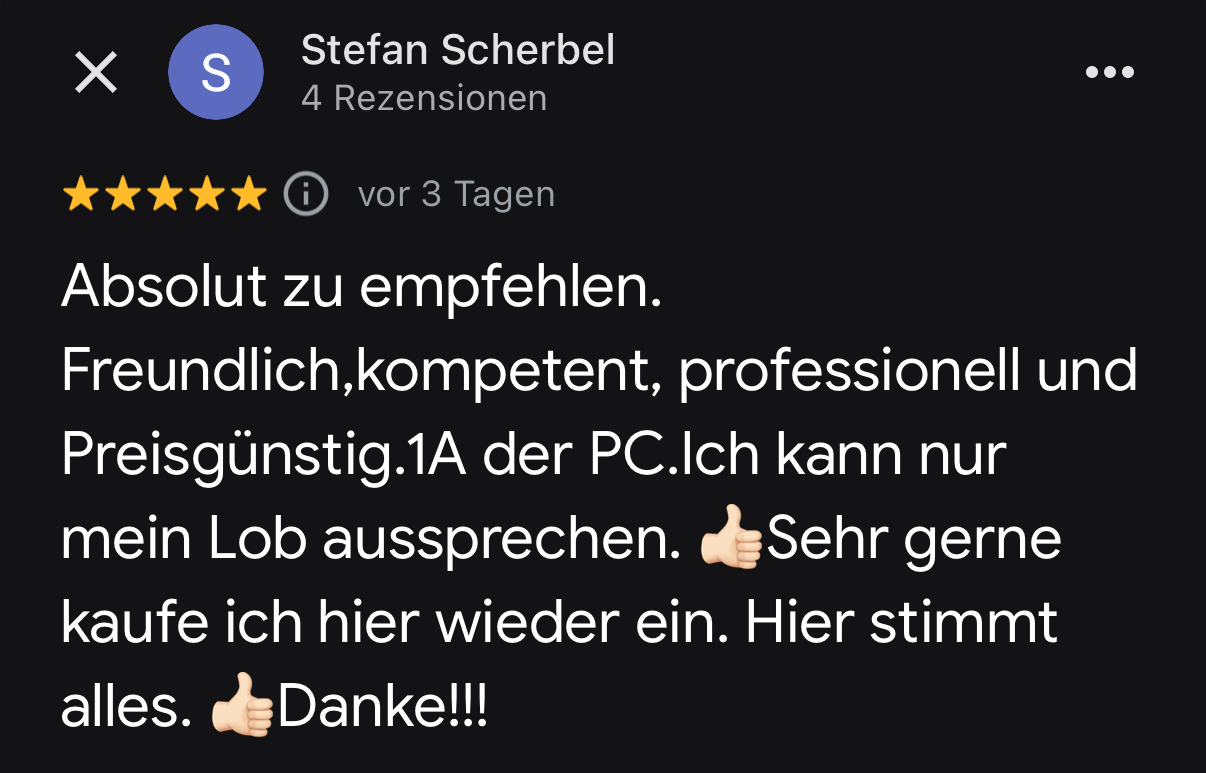 5 Sterne google Bewertung